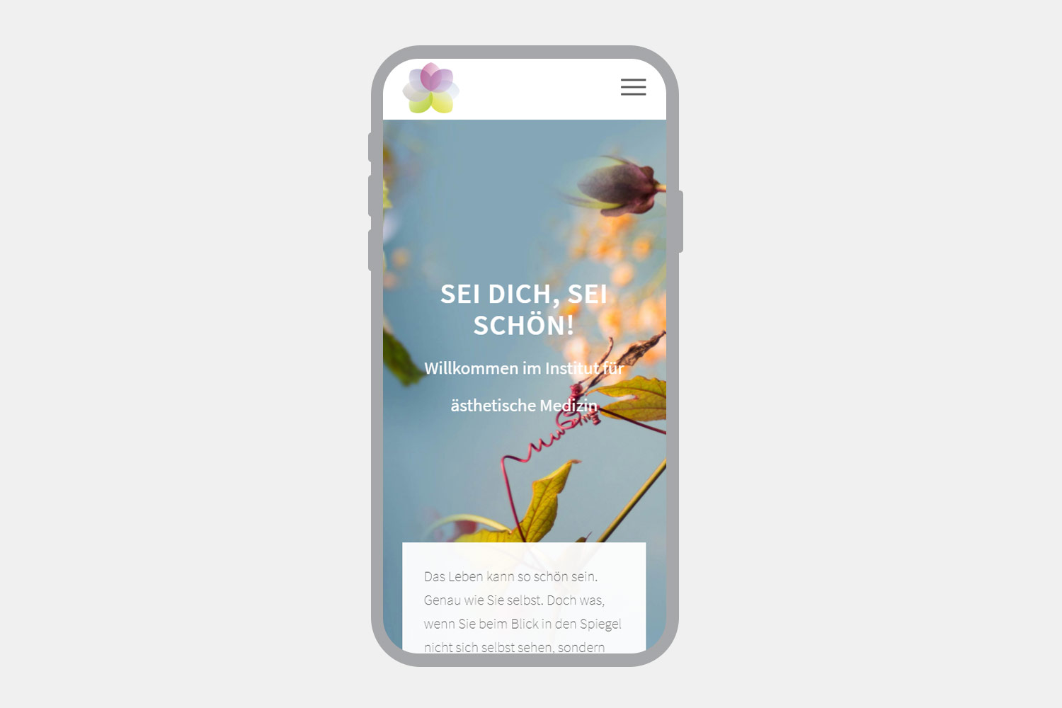Webseite Med Aesthetic Mobileansicht