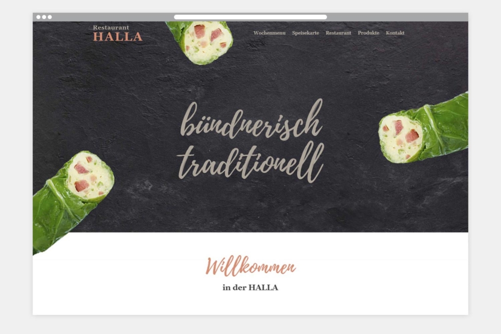 Restaurant Halla Webseite Folgeseite