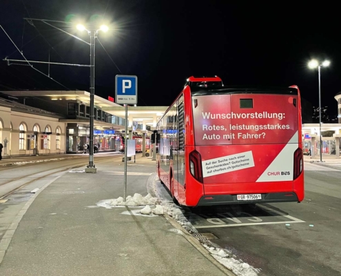 Chur Bus Winterkampagne Busbeschriftung